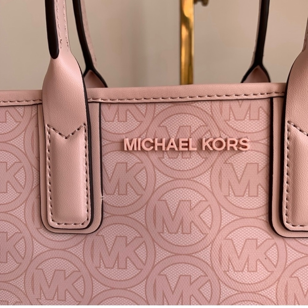Michael Kors Jodie Small Logo Jacquard Powder Blush Signature Tote Bag​ - Picture 4 of 5
